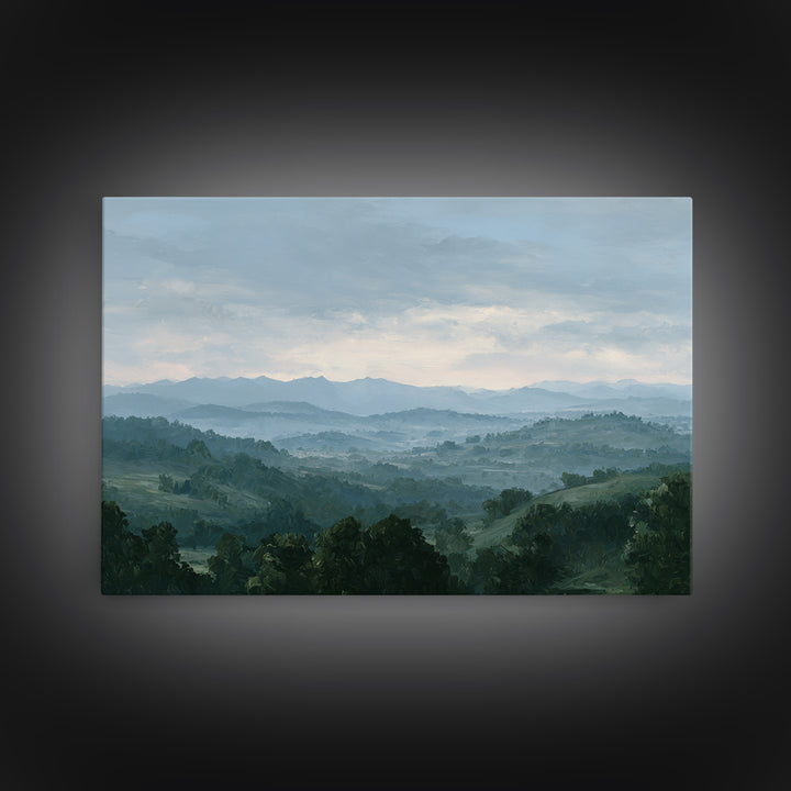 Rolling Green Hills Framed Canvas Print, Landscape Art, Living Room Decor, Oil Painting, Horizon, Modern Art, Gallery Decor, LAN-3x2-10