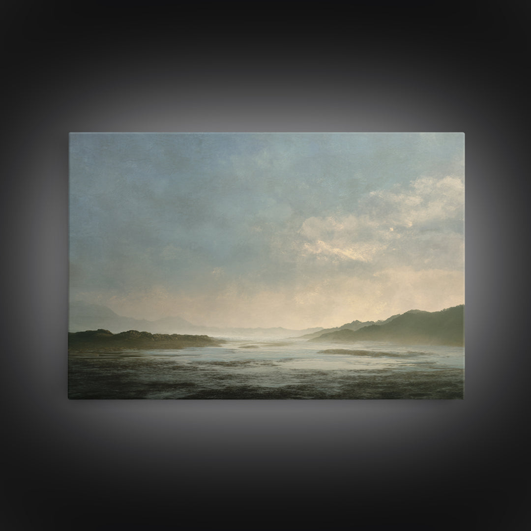 Volcanic Black Beach Canvas Print, Landscape Art, Boho Wall Art, Living Room Decor, Fine Art, Horizon, Neutral Decor, LAN-3x2-66