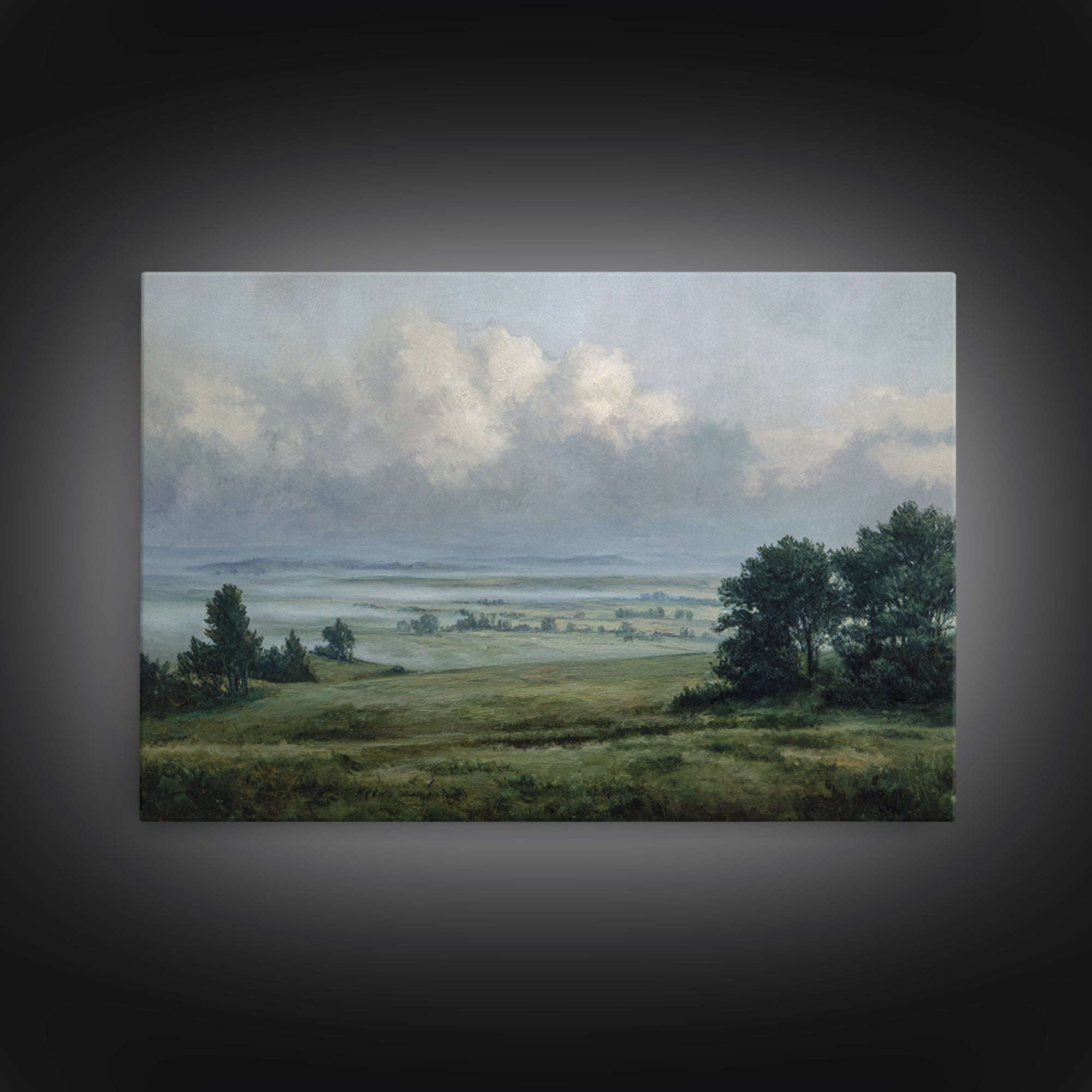 Storm Clouds over an Open Prairie Framed Canvas Print, Landscape Art, Luxury Decor, Living Room Decor, Fine Art, Horizon, LAN-3x2-79