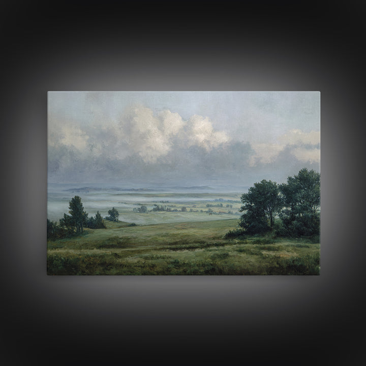 Storm Clouds over an Open Prairie Framed Canvas Print, Landscape Art, Luxury Decor, Living Room Decor, Fine Art, Horizon, LAN-3x2-79