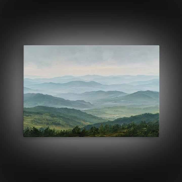 Rolling Green Hills Framed Canvas Print, Landscape Art, Floral Wall Art, Living Room Decor, Fine Art, Horizon, Minimalist Decor, LAN-3x2-82