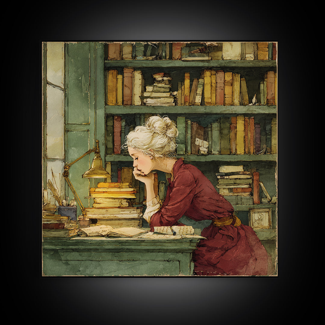 Classical Scholar Portrait Canvas Print, Library Art, Halloween Wall Decor, Library Decor, Oil Painting, Archive, LIB-1x1-10