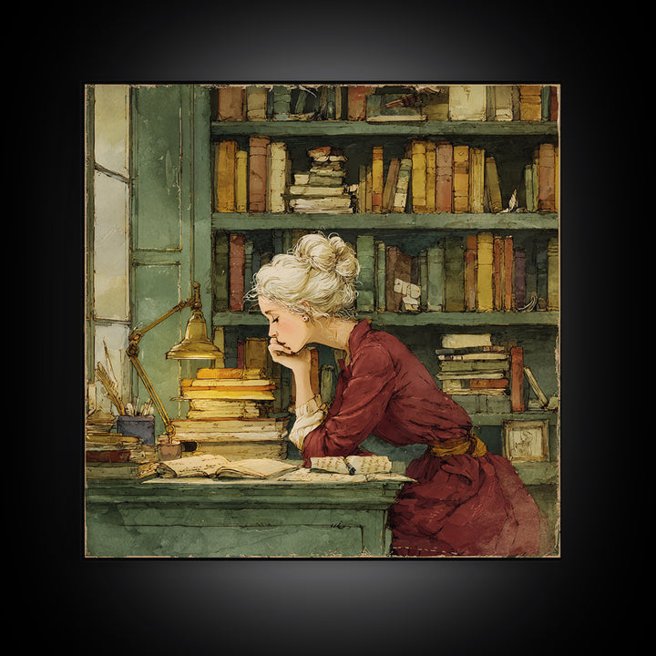 Classical Scholar Portrait Canvas Print, Library Art, Halloween Wall Decor, Library Decor, Oil Painting, Archive, LIB-1x1-10