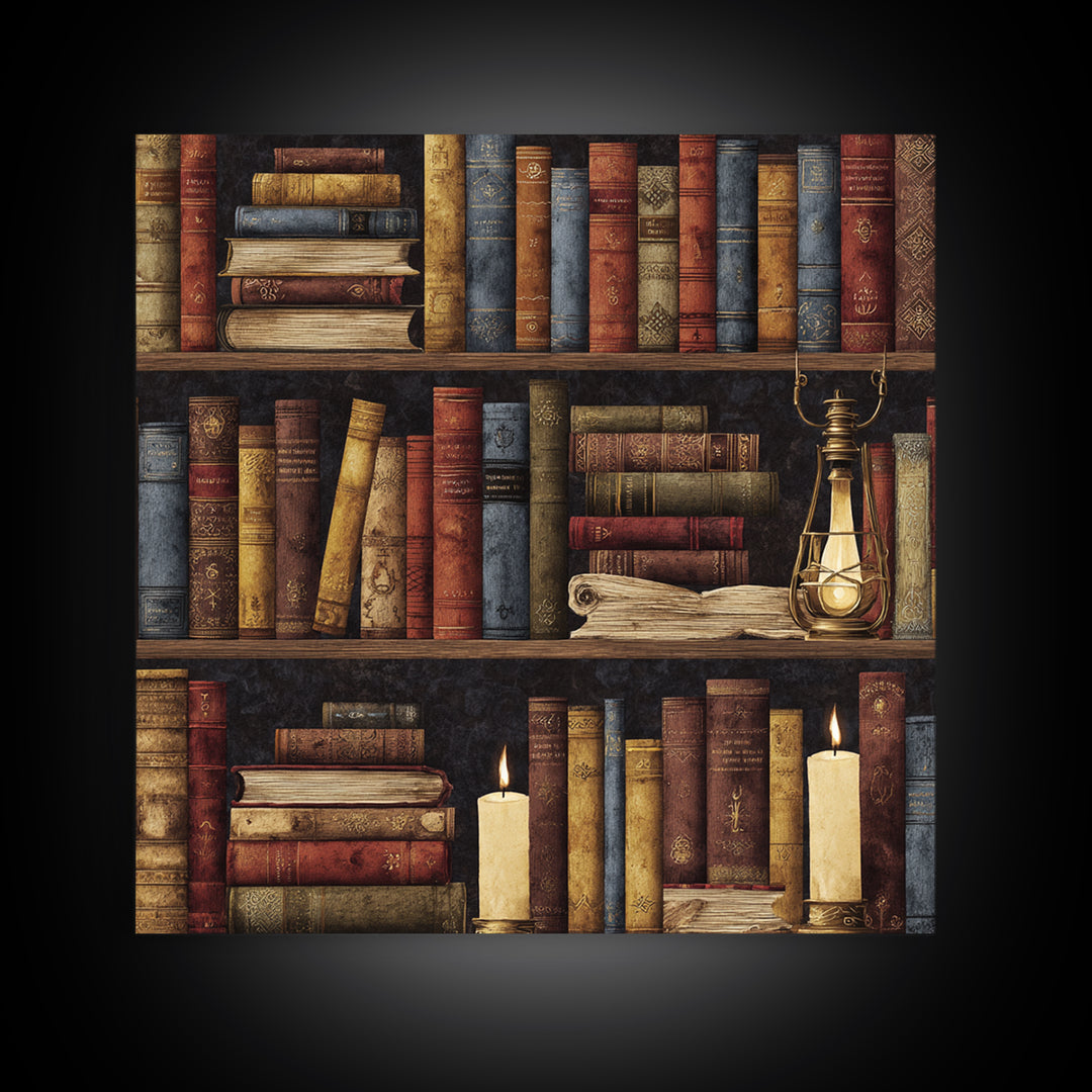 Library Shelf Pattern Canvas Print, Library Art, Gallery Decor, Library Decor, Fine Art, Archive, Wall Art, Home Decor, LIB-1x1-59