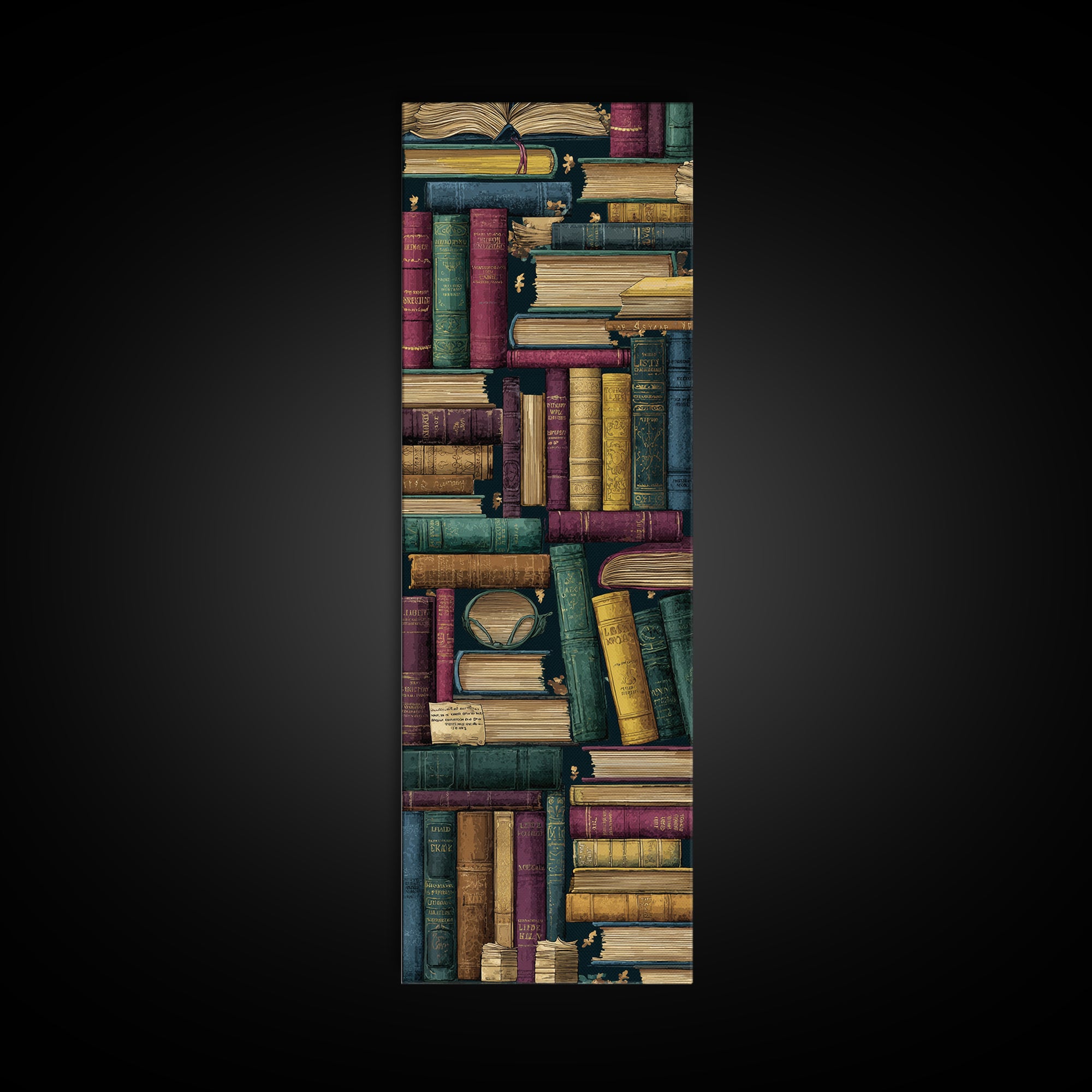 Library Shelf Pattern Canvas Print, Library Art, Unique Wall Art, Library Decor, Fine Art, Archive, Dark Academia Art, LIB-1x3-23