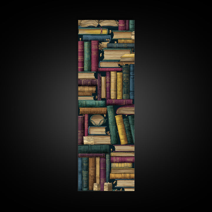 Library Shelf Pattern Canvas Print, Library Art, Unique Wall Art, Library Decor, Fine Art, Archive, Dark Academia Art, LIB-1x3-23