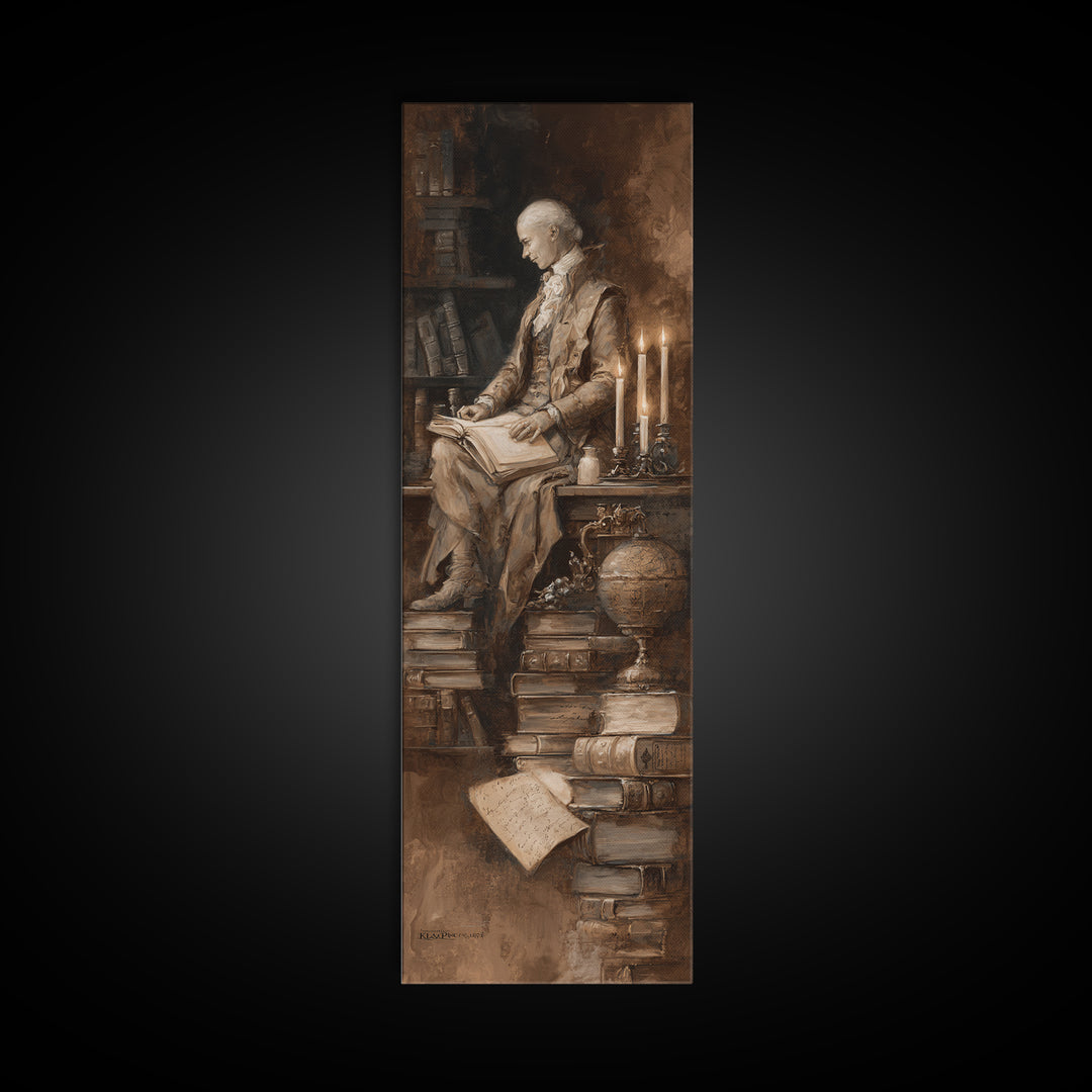 Classical Scholar Portrait Framed Canvas Print, Library Art, Modern Decor, Library Decor, Fine Art, Archive, Wall Decor, LIB-1x3-46