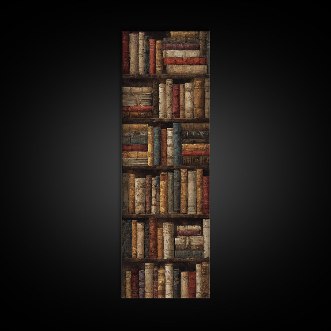 Library Shelf Pattern Framed Canvas Print, Library Art, Library Decor, Fine Art, Archive, Neutral Decor, Modern Decor, LIB-1x3-47
