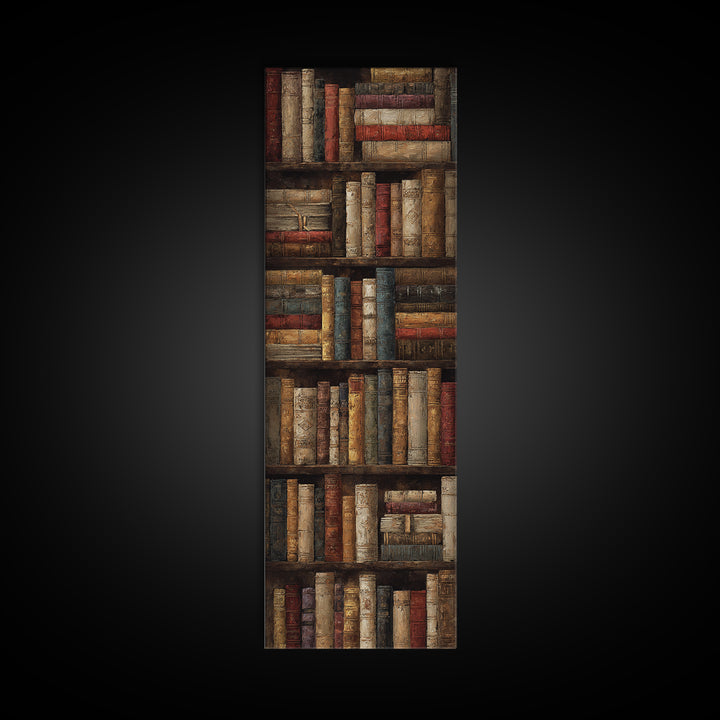 Library Shelf Pattern Framed Canvas Print, Library Art, Library Decor, Fine Art, Archive, Neutral Decor, Modern Decor, LIB-1x3-47