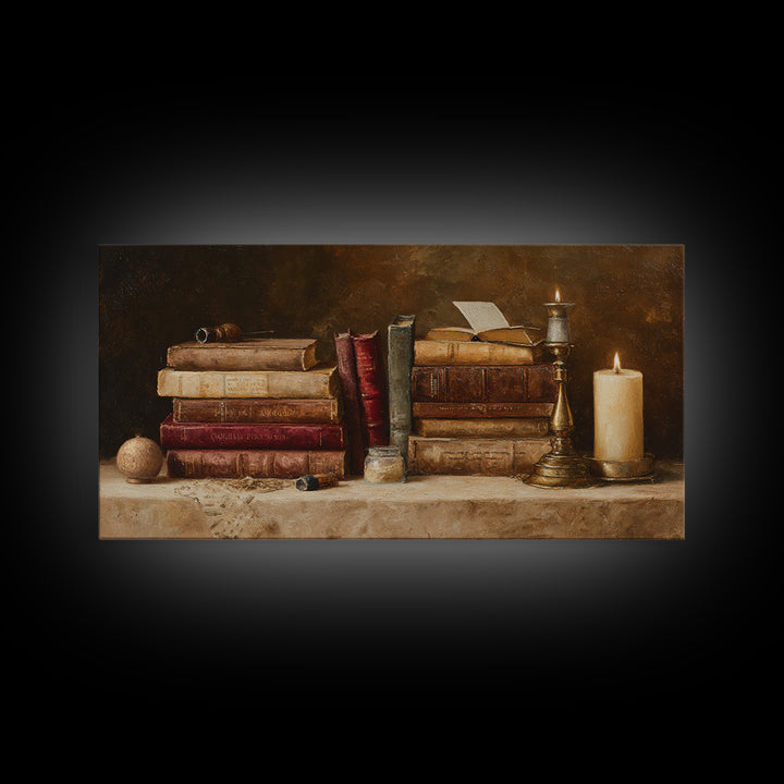 Renaissance Reading Figure Framed Canvas Print, Library Art, Printable Art, Library Decor, Fine Art, Archive, Bookish Decor, LIB-2x1-43