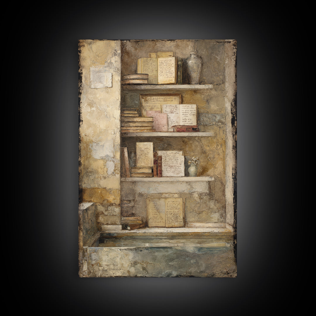 Moonlit Window with Floating Pages Canvas Print, Library Art, Gallery Decor, Library Decor, Fine Art, Archive, Wall Art, LIB-2x3-16