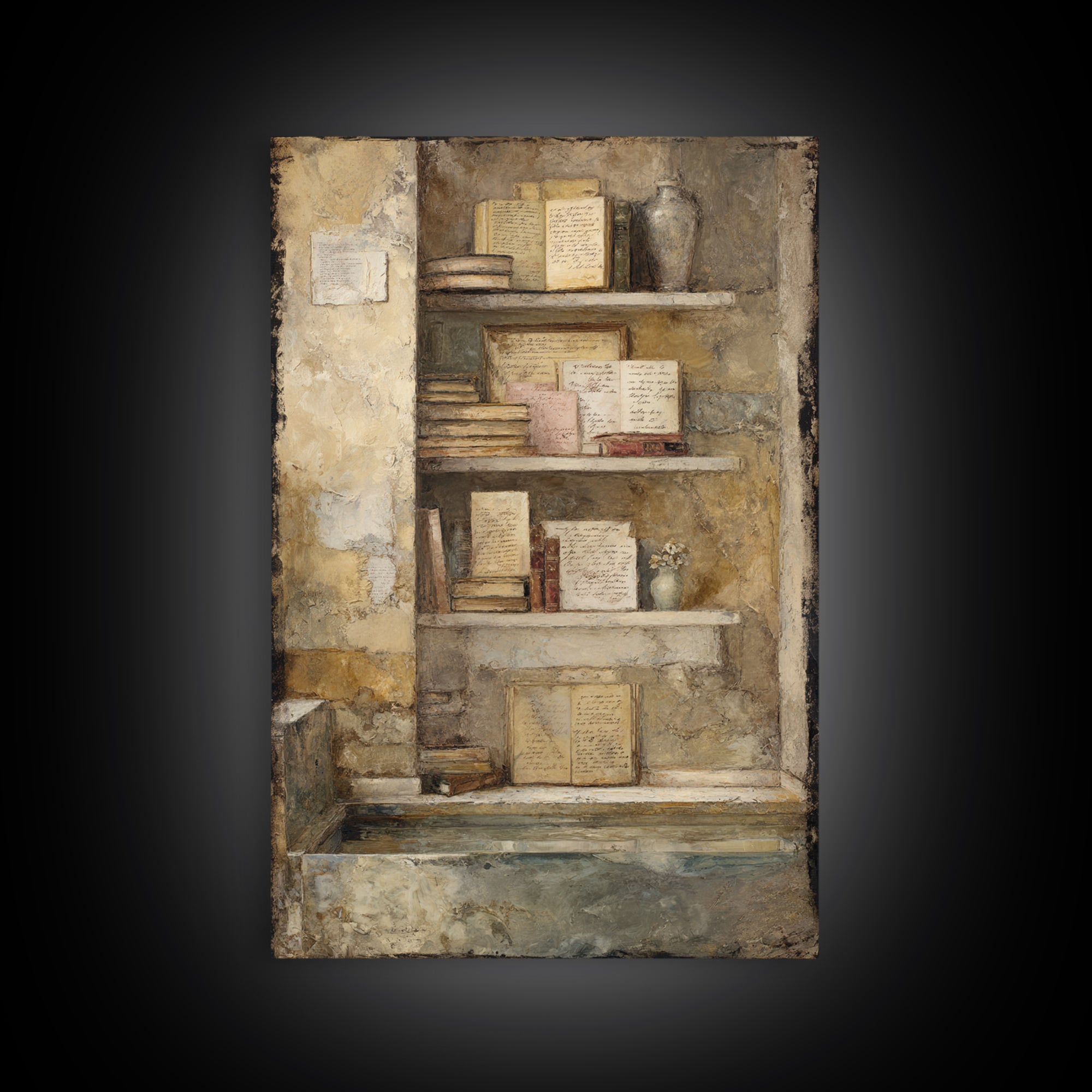 Moonlit Window with Floating Pages Canvas Print, Library Art, Gallery Decor, Library Decor, Fine Art, Archive, Wall Art, LIB-2x3-16