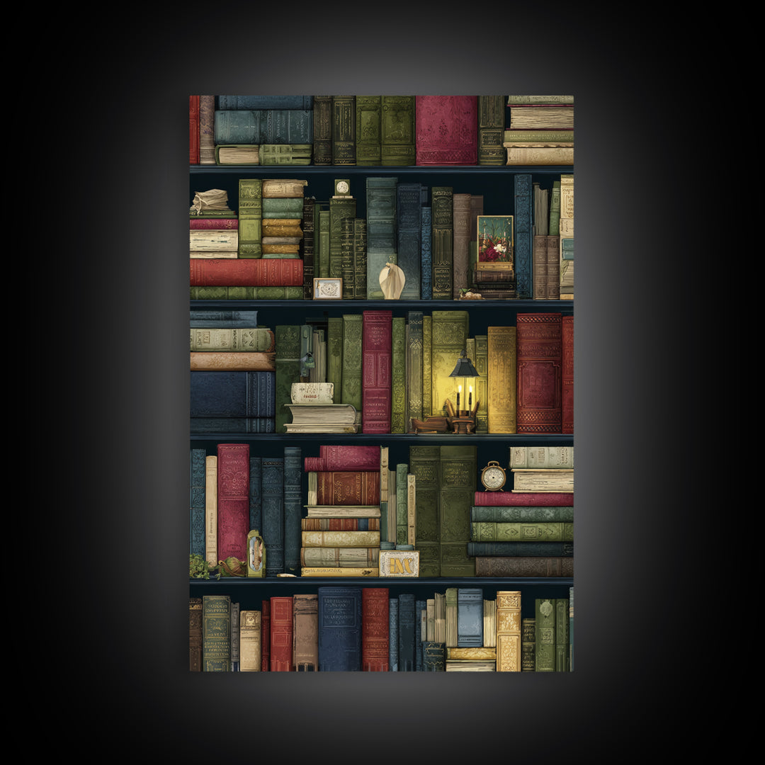 Library Shelf Pattern Canvas Print, Library Art, Gothic Wall Art, Library Decor, Fine Art, Archive, Bookish Wall Art, LIB-2x3-67