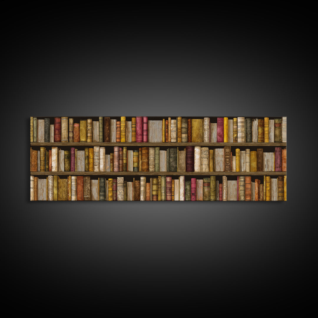 Library Shelf Pattern Canvas Print, Library Art, Fine Art Print, Library Decor, Fine Art, Archive, Painting, Digital Art, LIB-3x1-3