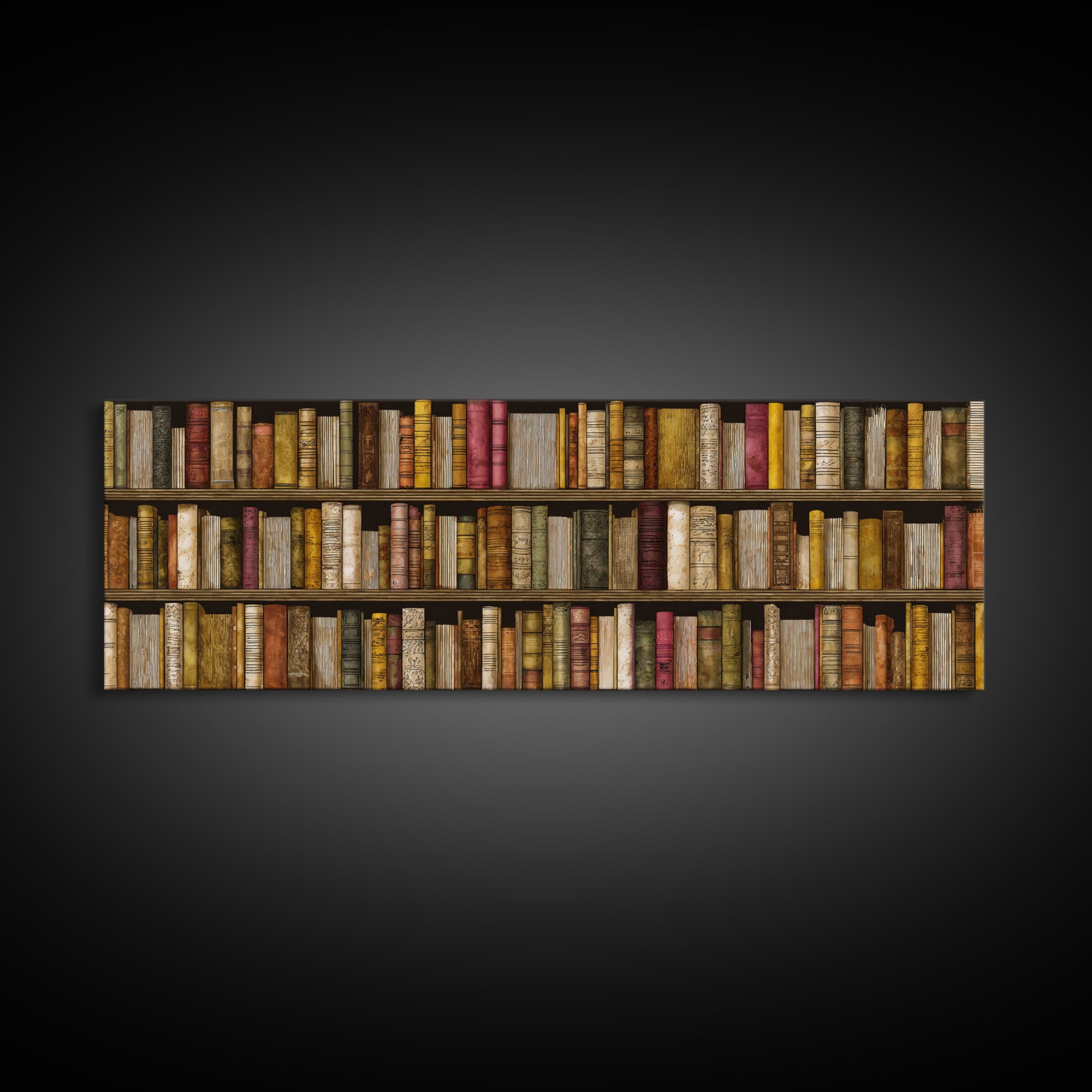 Library Shelf Pattern Canvas Print, Library Art, Fine Art Print, Library Decor, Fine Art, Archive, Painting, Digital Art, LIB-3x1-3