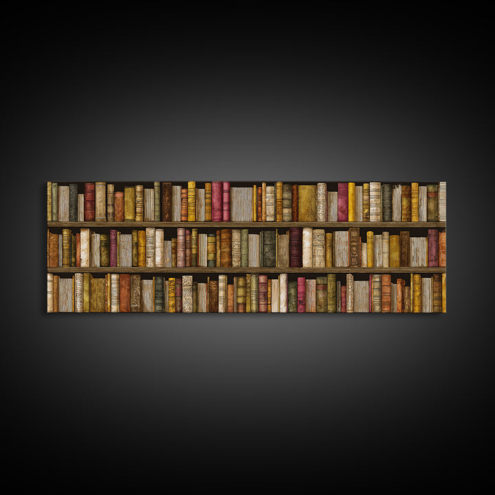 Library Shelf Pattern Canvas Print, Library Art, Fine Art Print, Library Decor, Fine Art, Archive, Painting, Digital Art, LIB-3x1-3
