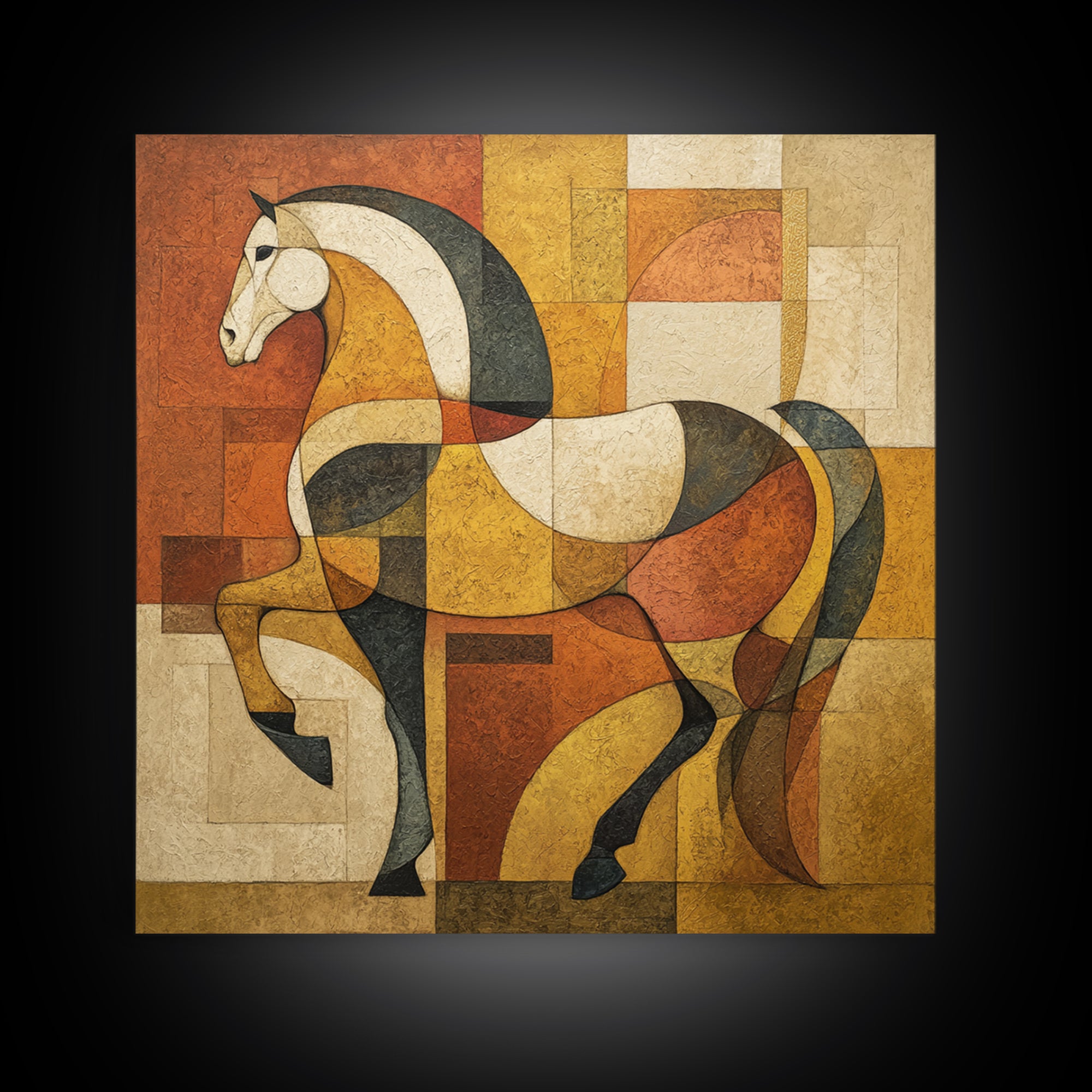 Abstract Horse Formed from Graceful Contour Framed Canvas Print, Line Art, Aesthetic Prints, Living Room Decor, Abstract Art, LIN-1x1-100