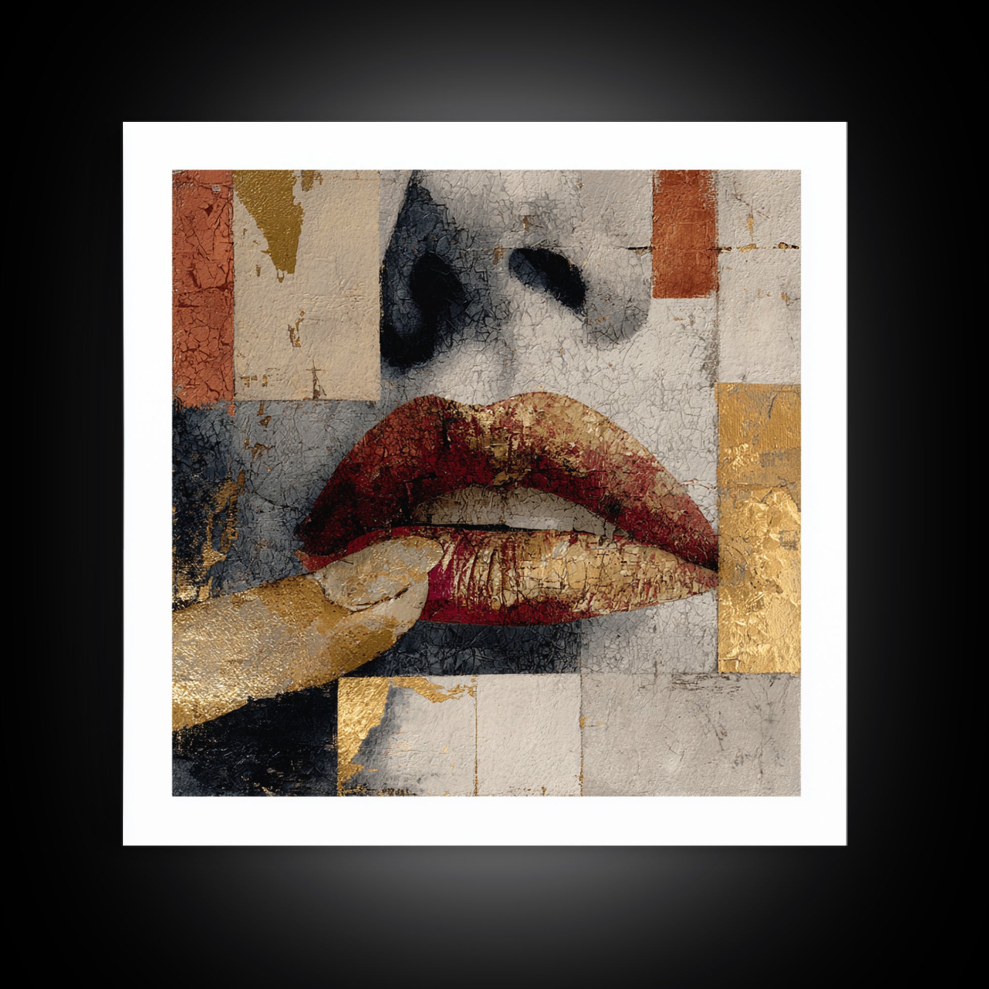 Abstract Lips and Hand Fashion Sketch Canvas Print, Line Art, Living Room Art, Living Room Decor, Abstract Art, Line, LIN-1x1-18