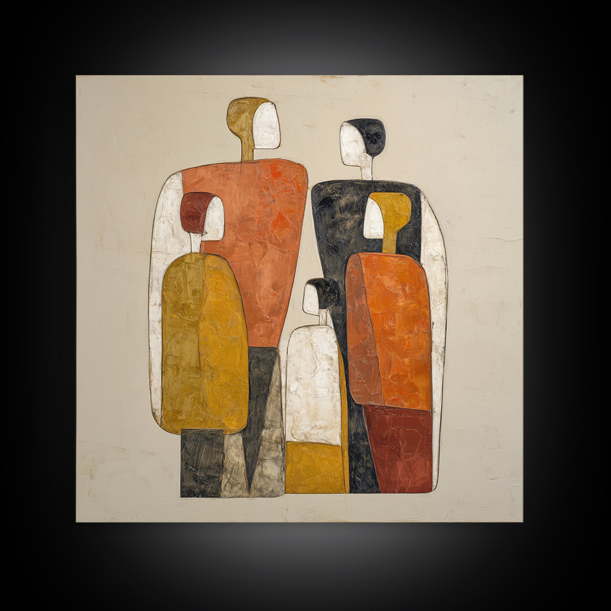 Abstract Family Figures Framed Canvas Print, Line Art, Portrait from Photo, Living Room Decor, Fine Art, Line, Luxury Decor, LIN-1x1-24