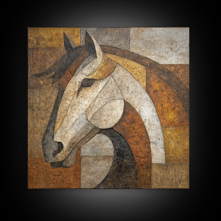 Abstract Horse Formed from Graceful Contour Framed Canvas Print, Line Art, Printable Wall Art, Living Room Decor, Line, LIN-1x1-28