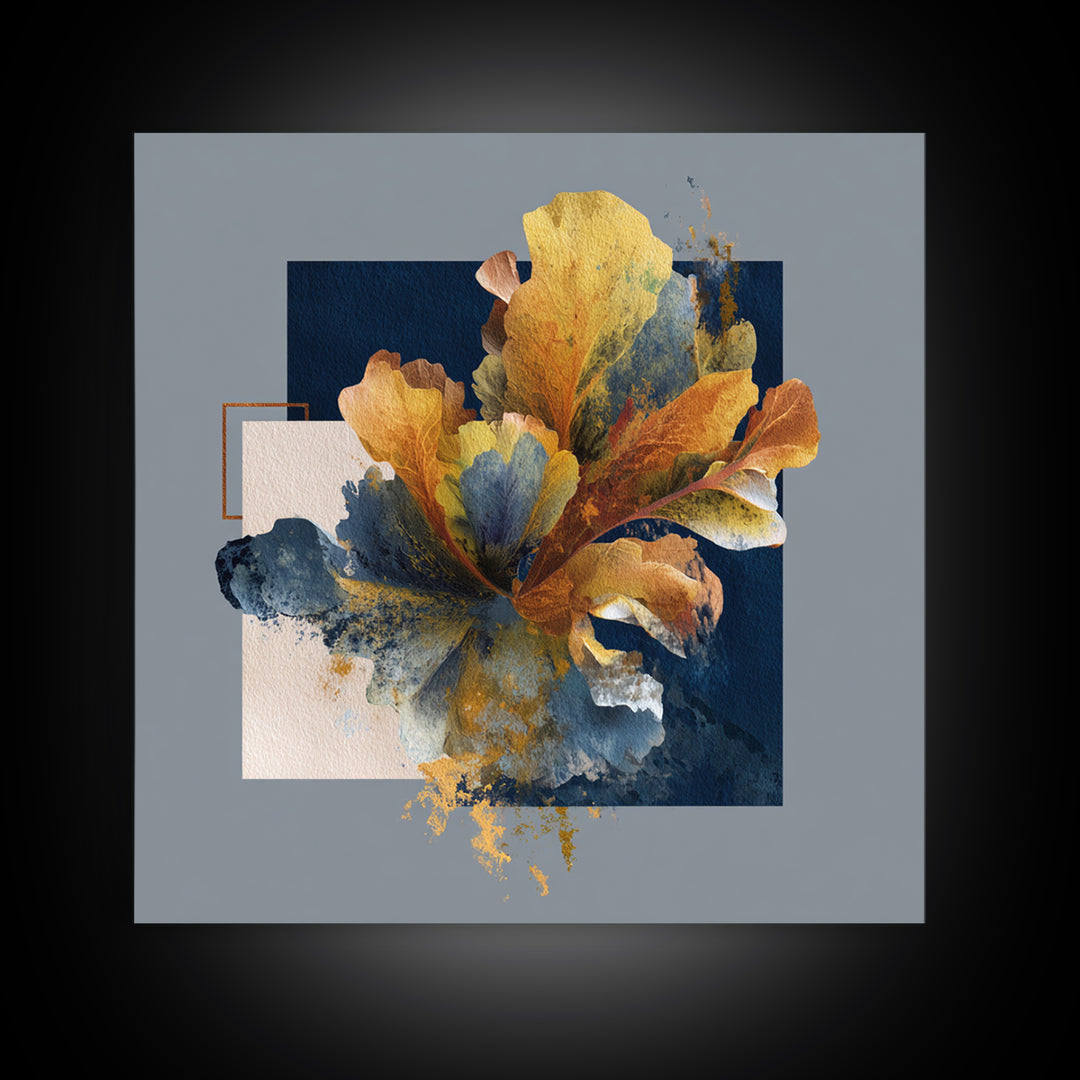 Face and Flower Blended into One Contour Framed Canvas Print, Line Art, Gallery Decor, Living Room Decor, Fine Art, Line, LIN-1x1-32
