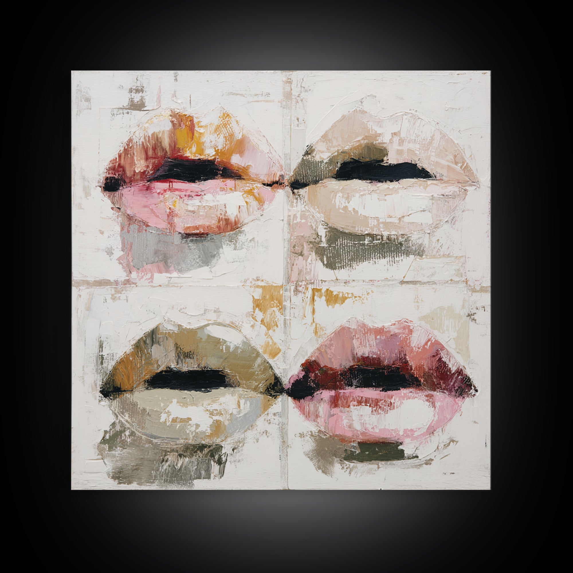 Abstract Lips and Hand Fashion Sketch Framed Canvas Print, Line Art, Aesthetic Prints, Living Room Decor, Fine Art, Line, LIN-1x1-42