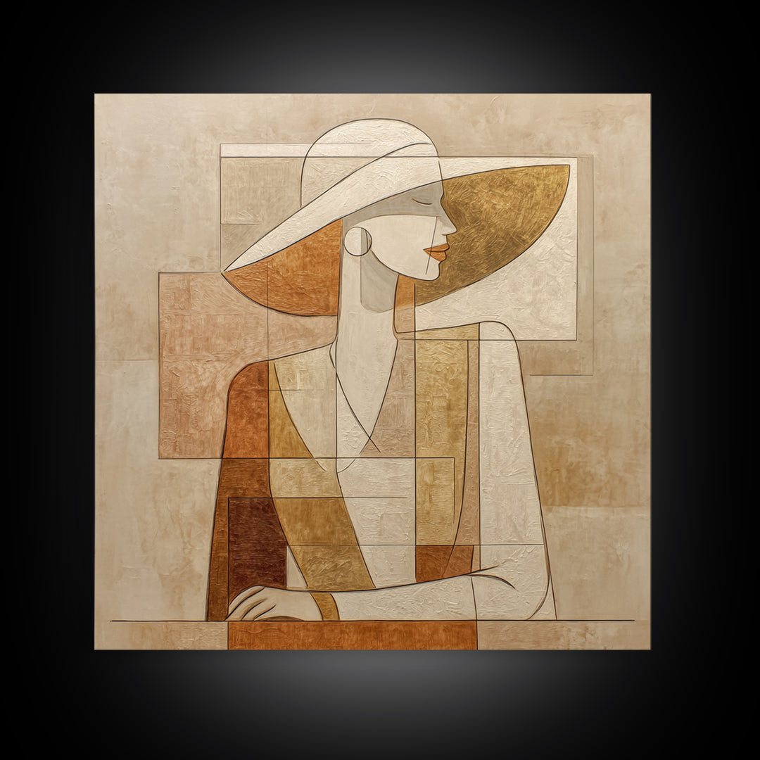 Line Drawing of a Woman Framed Canvas Print, Line Art, Portrait from Photo, Living Room Decor, Fine Art, Line, Luxury Decor, LIN-1x1-43