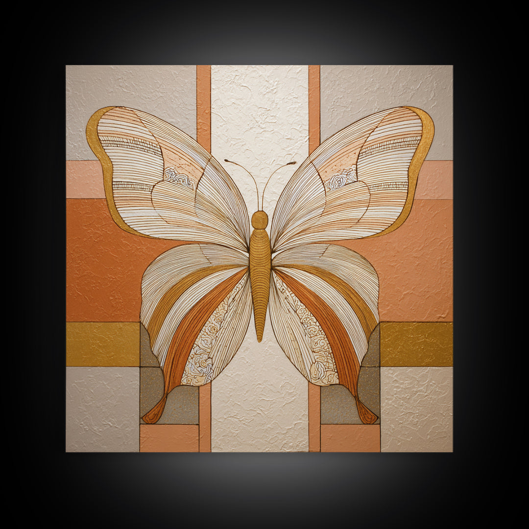 Line Art Butterfly Framed Canvas Print, Line Art, Gallery Decor, Living Room Decor, Fine Art, Line, Home Decor, Wall Decor, LIN-1x1-46
