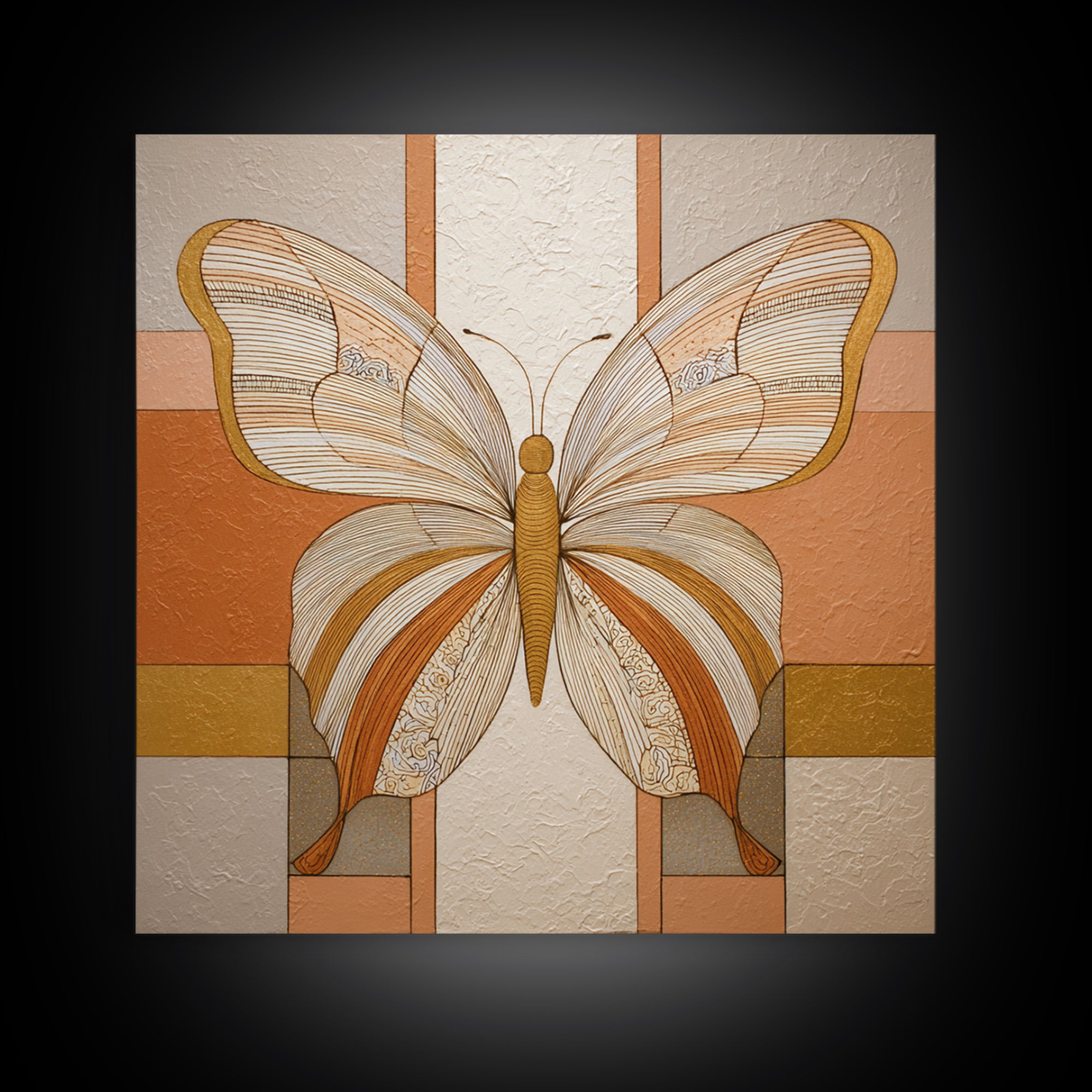 Line Art Butterfly Framed Canvas Print, Line Art, Gallery Decor, Living Room Decor, Fine Art, Line, Home Decor, Wall Decor, LIN-1x1-46
