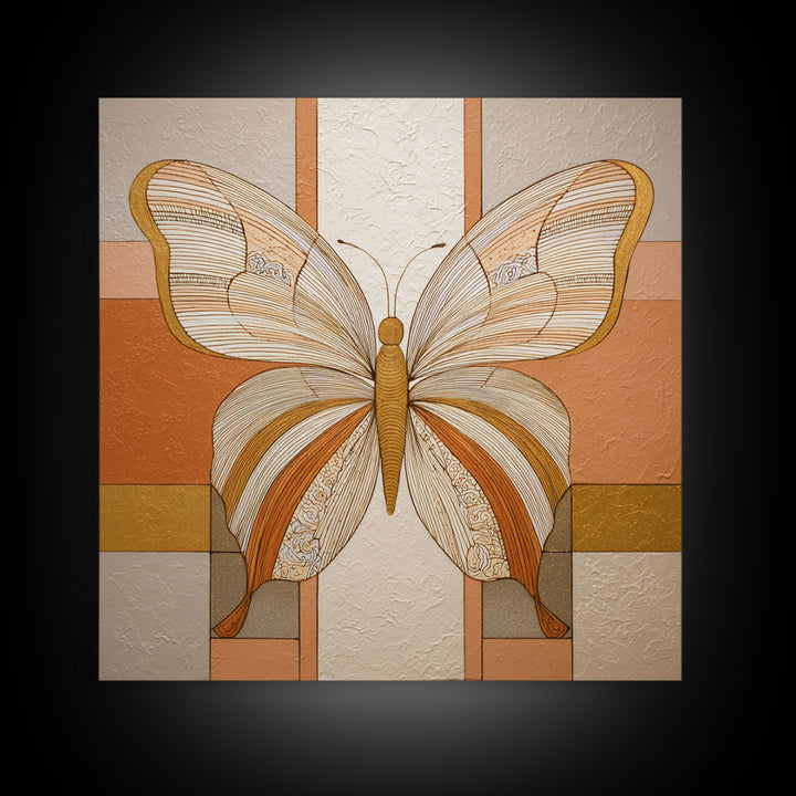 Line Art Butterfly Framed Canvas Print, Line Art, Gallery Decor, Living Room Decor, Fine Art, Line, Home Decor, Wall Decor, LIN-1x1-46