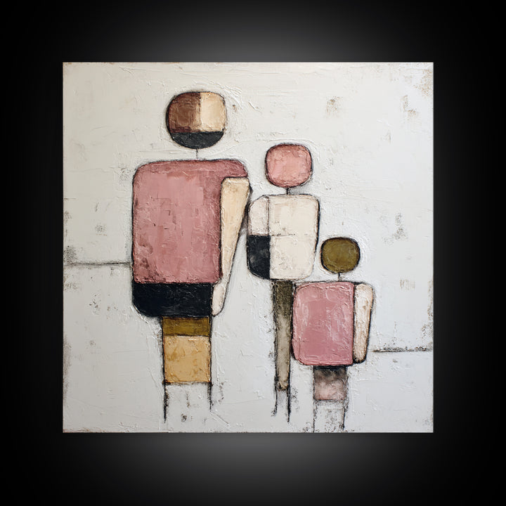 Abstract Family Figures Framed Canvas Print, Line Art, Decor, Living Room Decor, Fine Art, Line, Living Room Wall Art, LIN-1x1-48