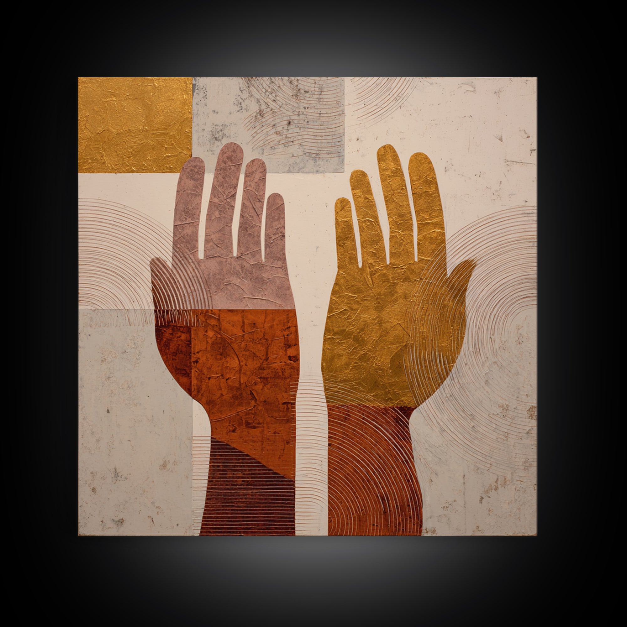 Two Hands Nearly Touching Framed Canvas Print, Line Art, Wall Decor, Living Room Decor, Abstract Art, Line, Boho Decor, LIN-1x1-53
