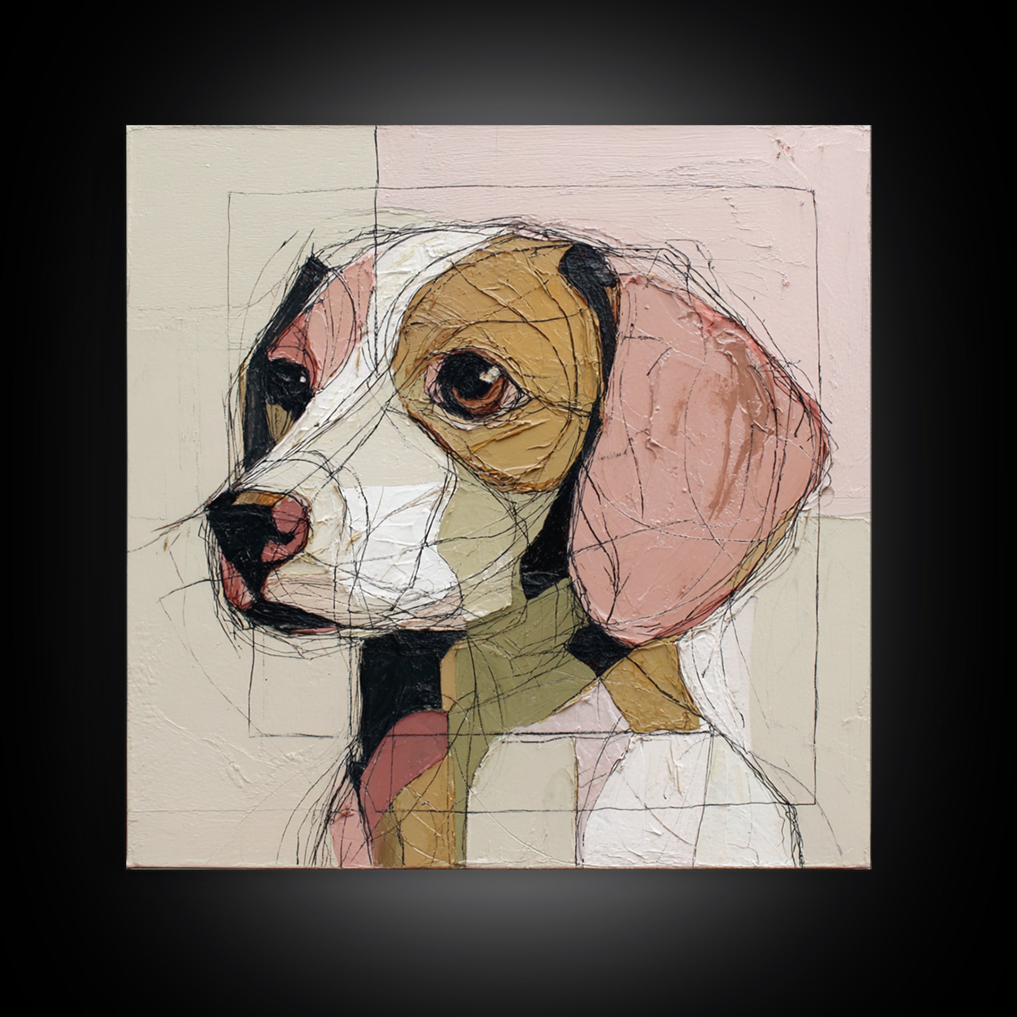 Continuous Line Dog Portrait Framed Canvas Print, Line Art, Contemporary Art, Living Room Decor, Fine Art, Line, Boho Wall Art, LIN-1x1-61
