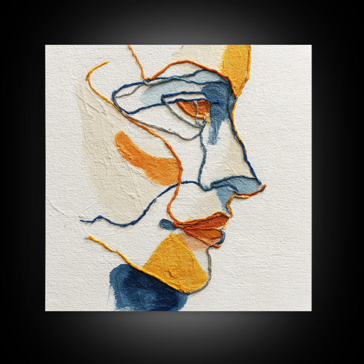 Continuous Line Female Face Framed Canvas Print, Line Art, Digital Wall Art, Living Room Decor, Line, Minimalist Wall Art, LIN-1x1-73