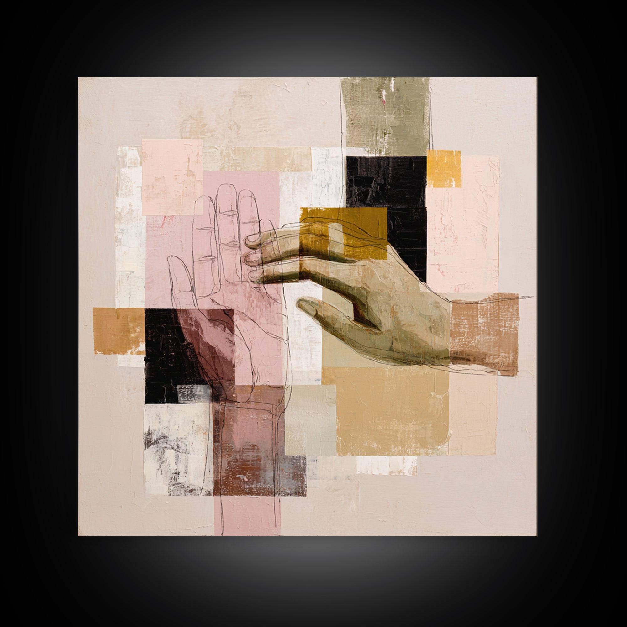 Two Hands Nearly Touching Canvas Print, Line Art, Canvas Art, Living Room Decor, Line, Jesus Wall Art, Gallery Wall Art, LIN-1x1-77