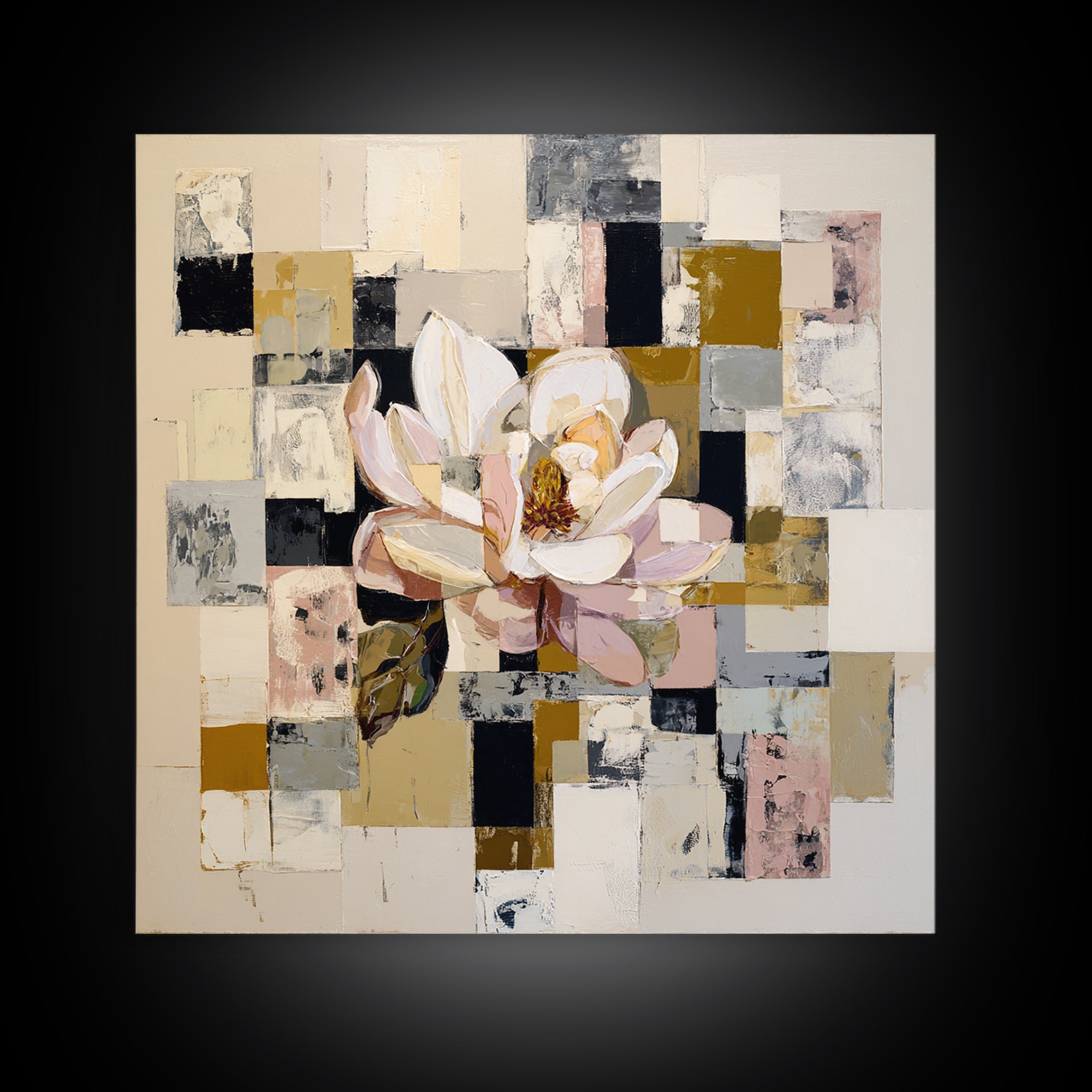 Face and Flower Blended into One Contour Framed Canvas Print, Line Art, Digital Wall Art, Living Room Decor, Oil Painting, Line, LIN-1x1-8