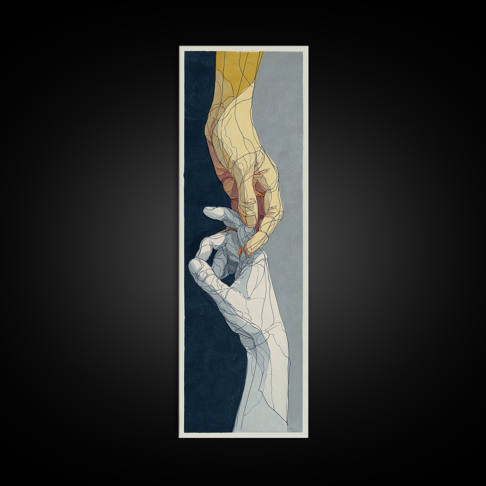 Two Hands Nearly Touching Canvas Print, Line Art, Canvas Art, Living Room Decor, Line, Jesus Wall Art, Gallery Wall Art, LIN-1x3-17