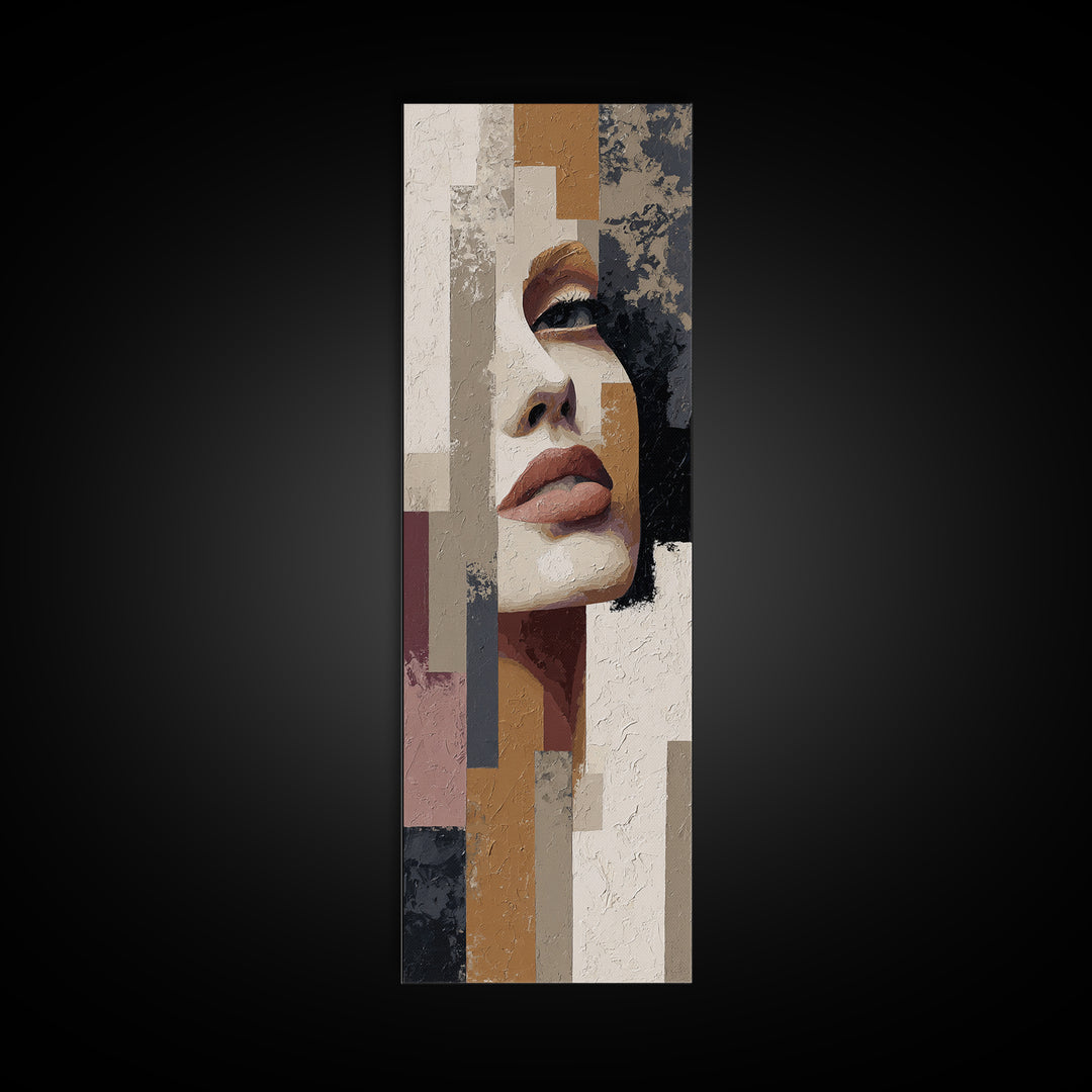 Abstract Lips and Hand Fashion Sketch Framed Canvas Print, Line Art, Statement Artwork, Living Room Decor, Abstract Art, Line, LIN-1x3-30