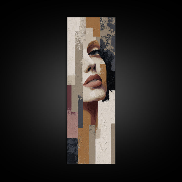 Abstract Lips and Hand Fashion Sketch Framed Canvas Print, Line Art, Statement Artwork, Living Room Decor, Abstract Art, Line, LIN-1x3-30