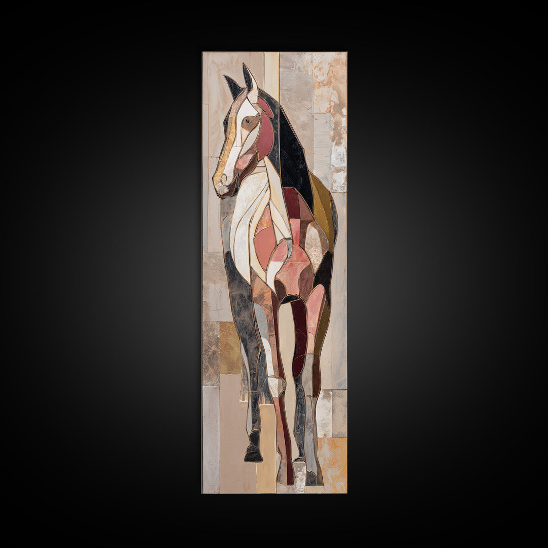 Abstract Horse Formed from Graceful Contour Canvas Print, Line Art, Jesus Wall Art, Living Room Decor, Fine Art, Line, LIN-1x3-40