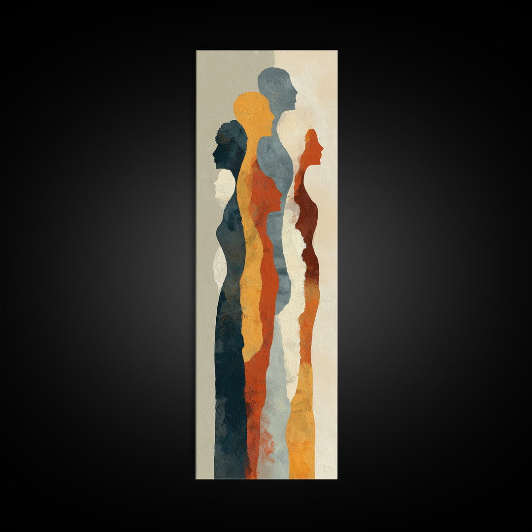 Abstract Family Figures Canvas Print, Line Art, Minimalist Wall Art, Living Room Decor, Fine Art, Line, Fine Art Print, LIN-1x3-60