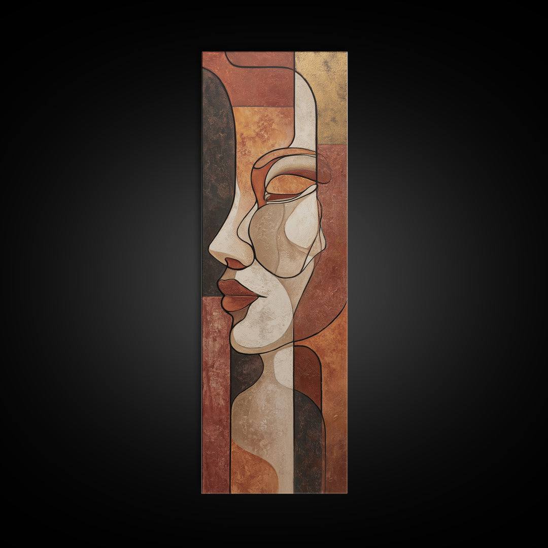 Continuous Line Female Face Canvas Print, Line Art, Living Room Wall Art, Living Room Decor, Oil Painting, Line, LIN-1x3-85