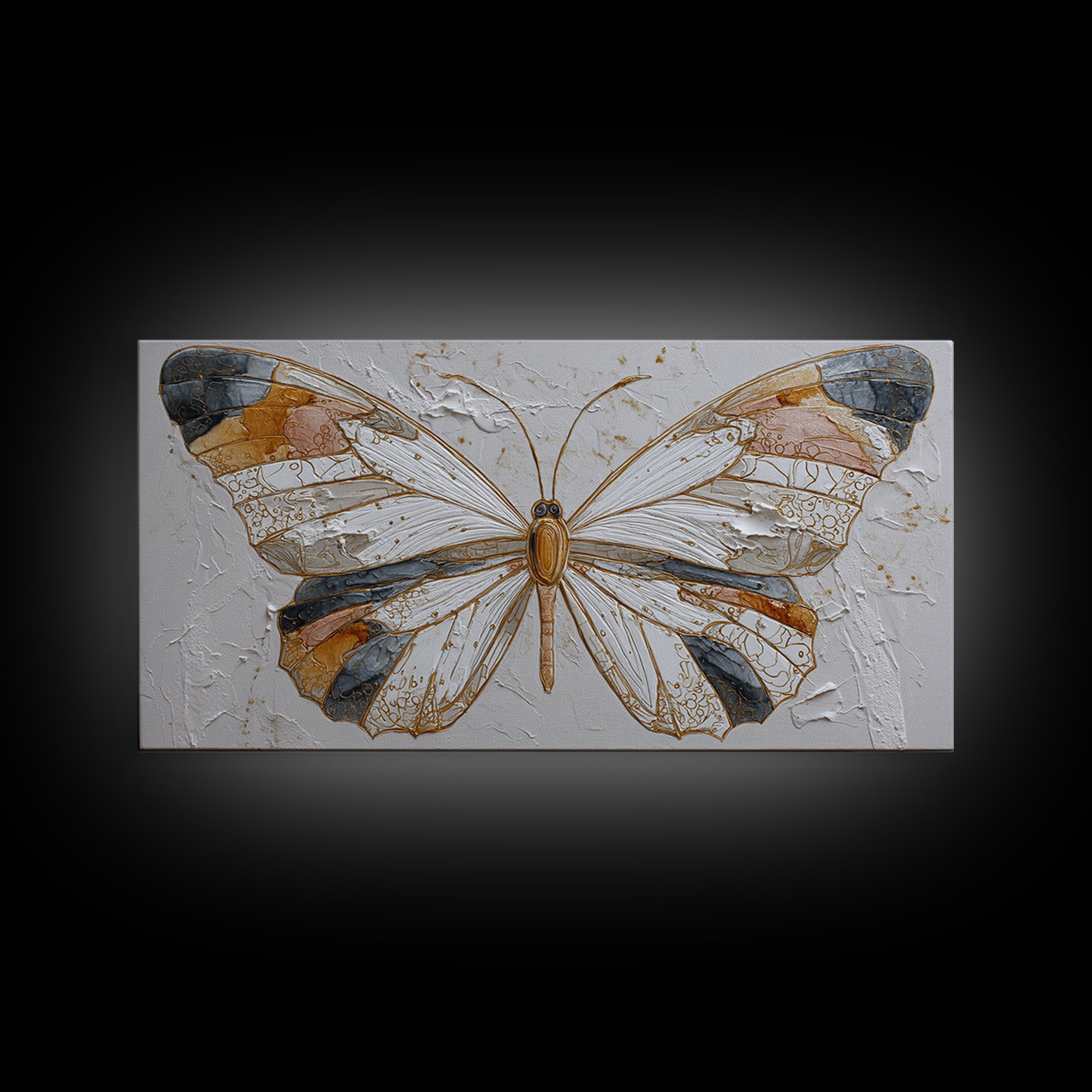 Line Art Butterfly Framed Canvas Print, Line Art, Wall Art, Living Room Decor, Abstract Art, Line, Wall Art Print, LIN-2x1-18