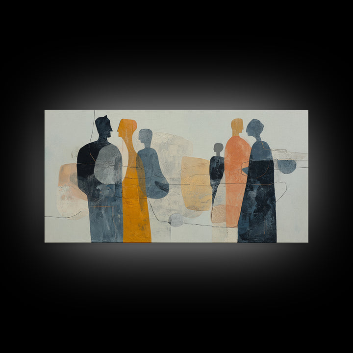 Abstract Family Figures Canvas Print, Line Art, Minimalist Decor, Living Room Decor, Line, Boho Wall Art, Wall Art Print, LIN-2x1-44