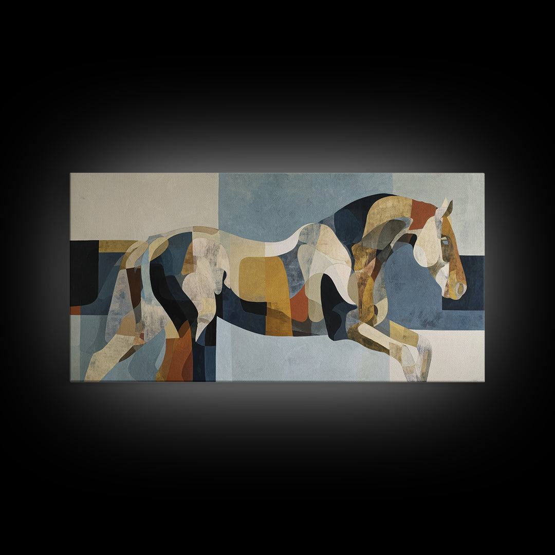 Abstract Horse Formed from Graceful Contour Canvas Print, Line Art, Custom Portrait, Living Room Decor, Abstract Art, Line, LIN-2x1-48
