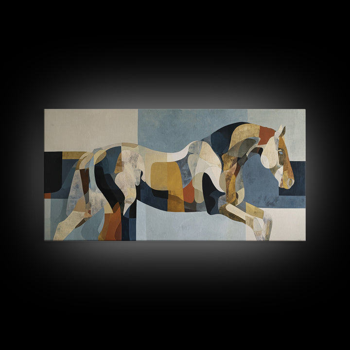 Abstract Horse Formed from Graceful Contour Canvas Print, Line Art, Custom Portrait, Living Room Decor, Abstract Art, Line, LIN-2x1-48