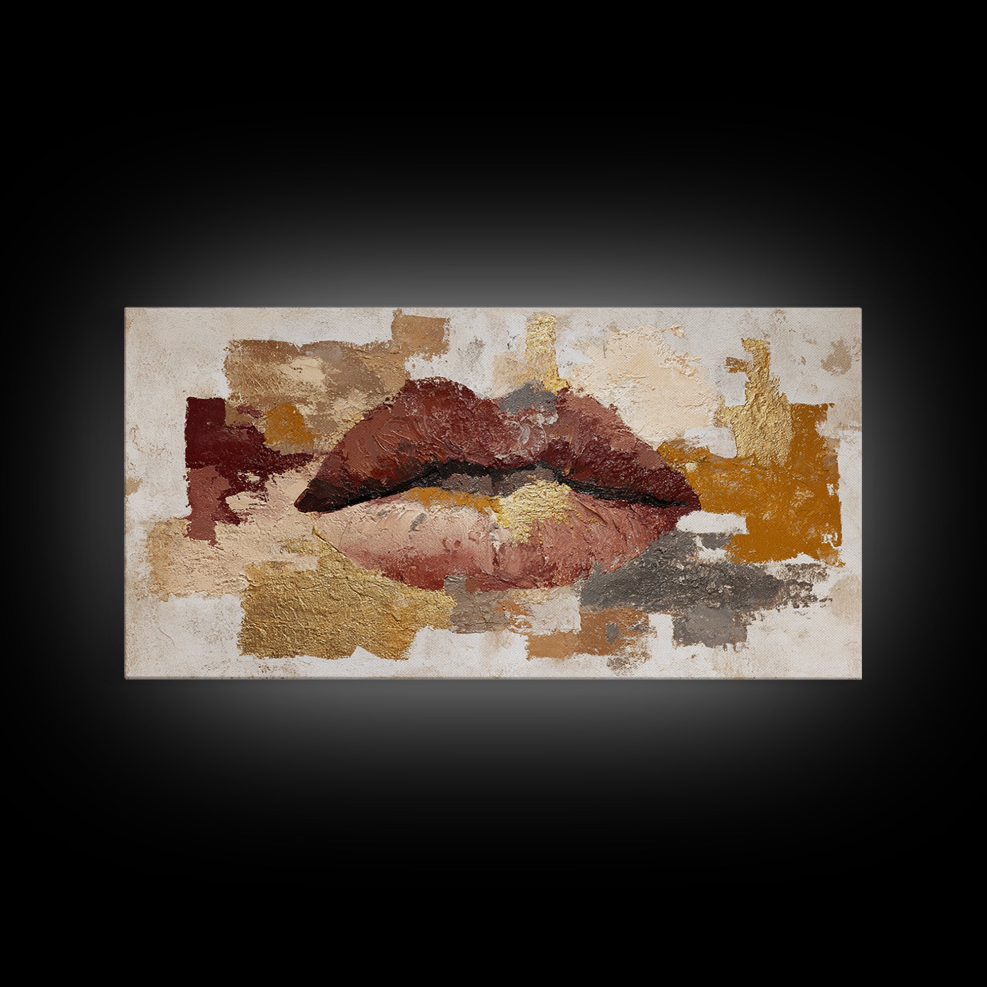 Abstract Lips and Hand Fashion Sketch Canvas Print, Line Art, Custom Portrait, Living Room Decor, Abstract Art, Line, LIN-2x1-62