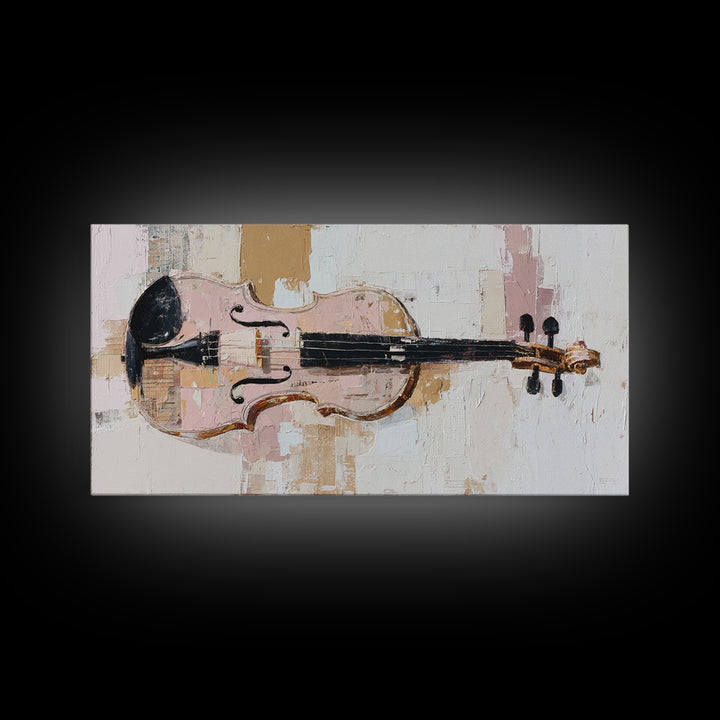 Single Line Violin and Bow Framed Canvas Print, Line Art, Statement Artwork, Living Room Decor, Fine Art, Line, Custom Portrait, LIN-2x1-67