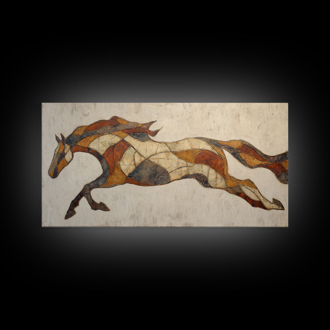 Abstract Horse Formed from Graceful Contour Framed Canvas Print, Line Art, Living Room Decor, Abstract Art, Line, LIN-2x1-72