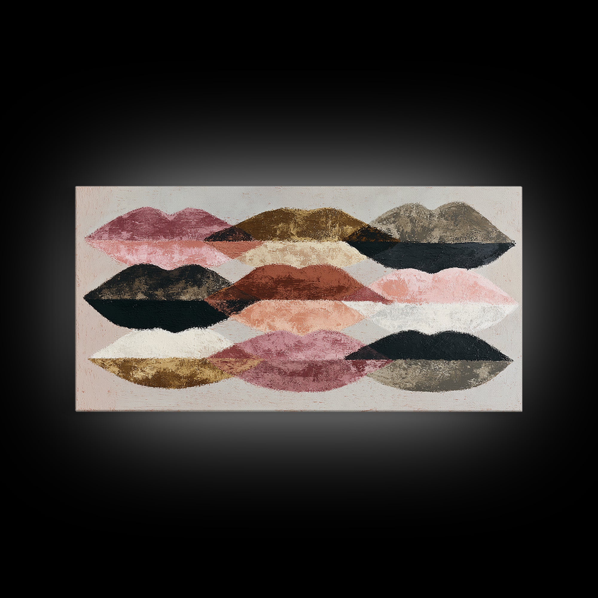 Abstract Lips and Hand Fashion Sketch Framed Canvas Print, Line Art, Living Room Decor, Abstract Art, Line, Portrait from Photo, LIN-2x1-86